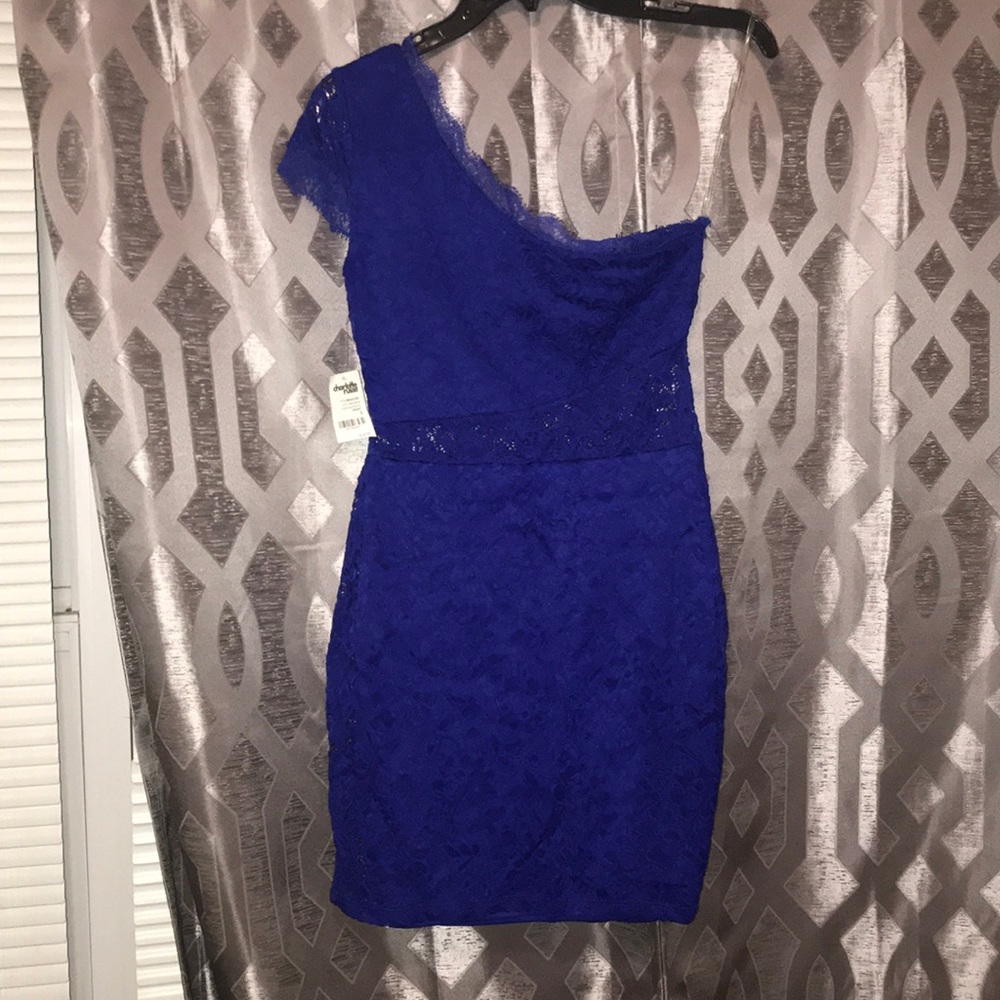 Navy blue one shoulder dress